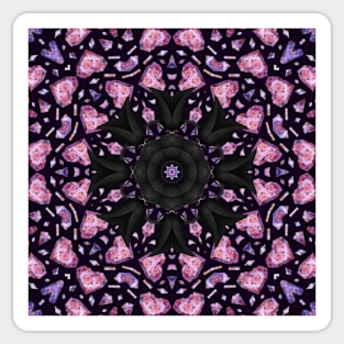 Crystal Hearts and Flowers Valentines Kaleidoscope pattern (Seamless) 18 Sticker